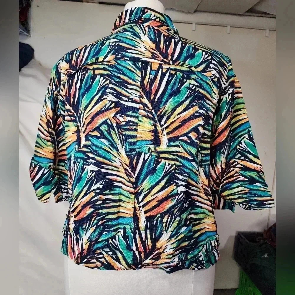 CJ BANKS TROPICAL DESIGN MULTICOLOR PLUS SIZE 2X BLAZER - Picture 3 of 10